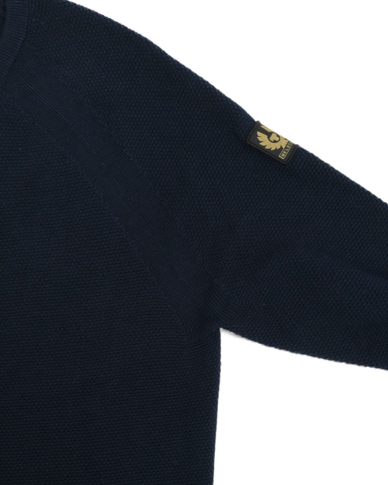 Navy Cotton & Silk Raglan Crewneck