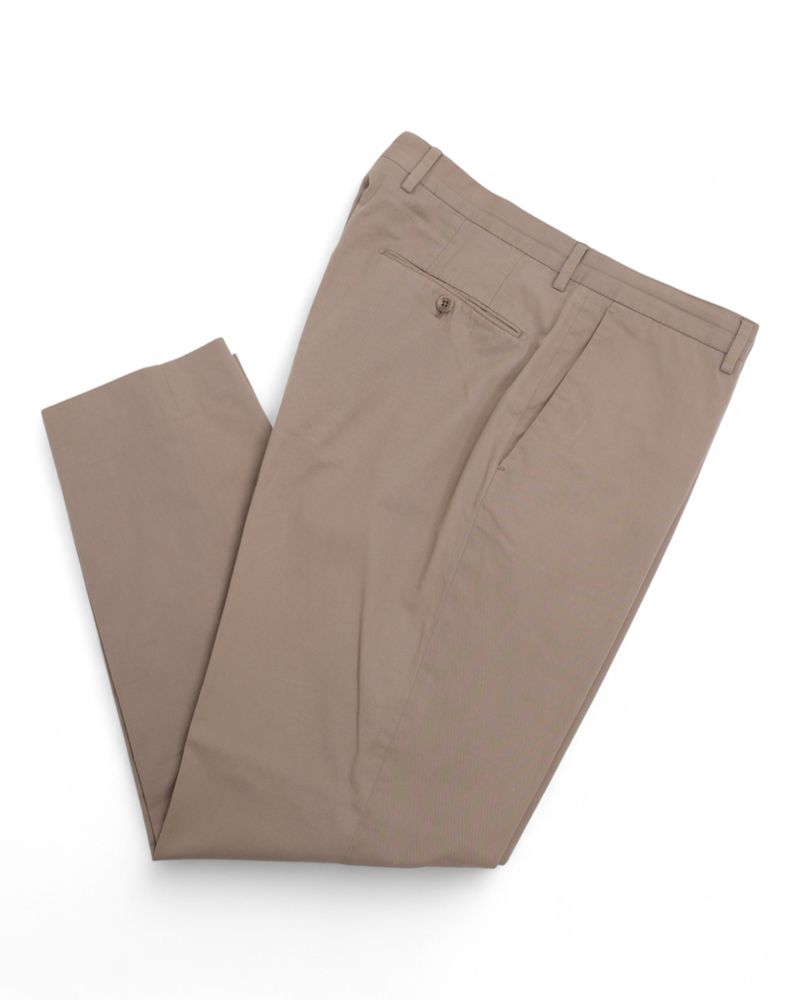 Stone Cotton Twill Trousers