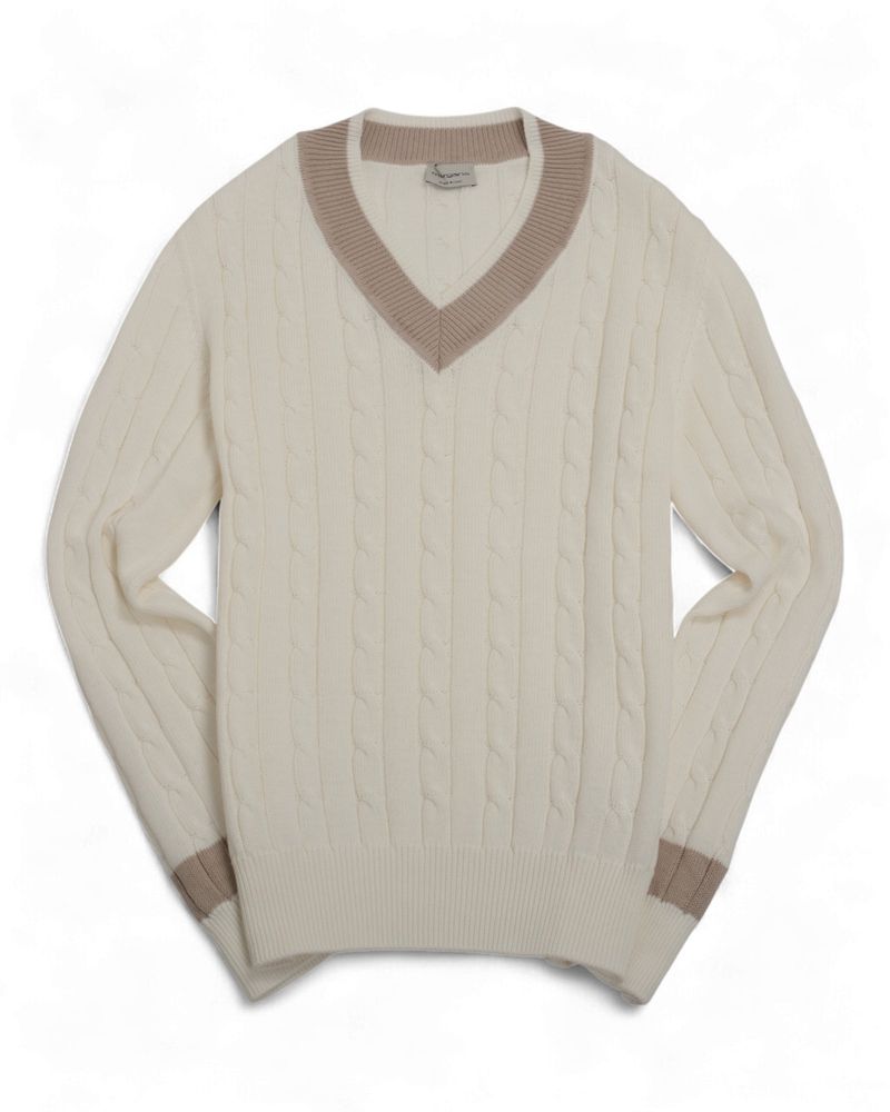 Ivory/Beige Cable Knitted Cricket Sweater