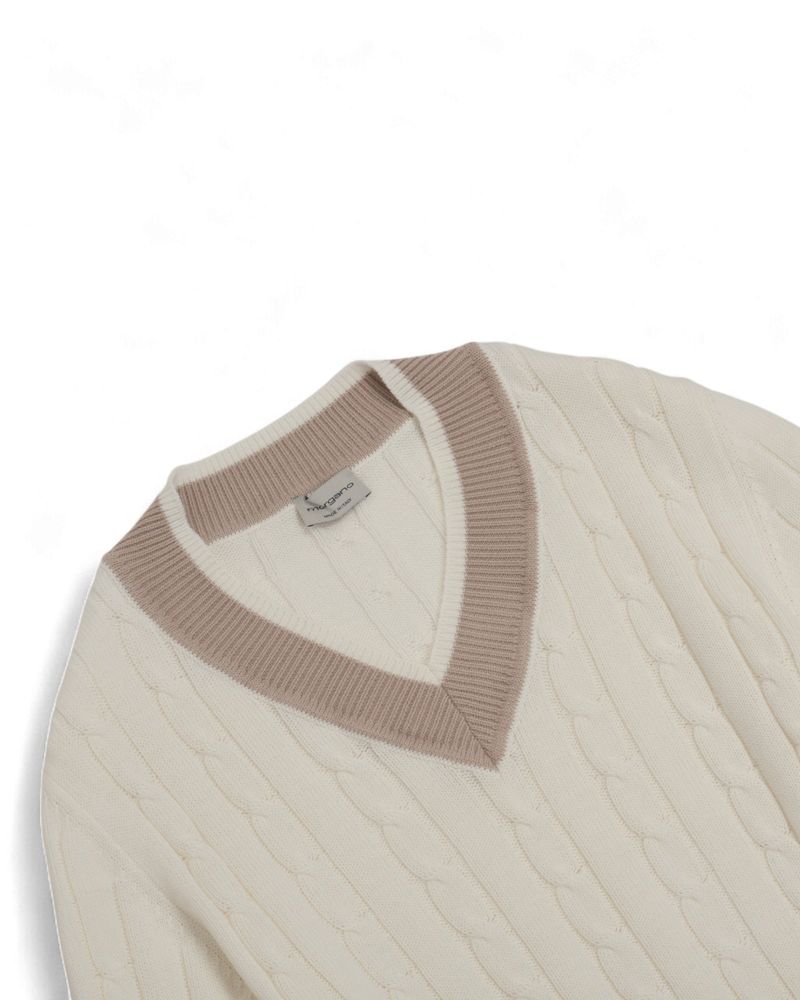 Ivory/Beige Cable Knitted Cricket Sweater