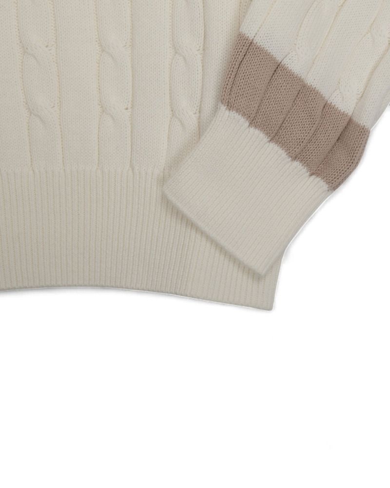 Ivory/Beige Cable Knitted Cricket Sweater