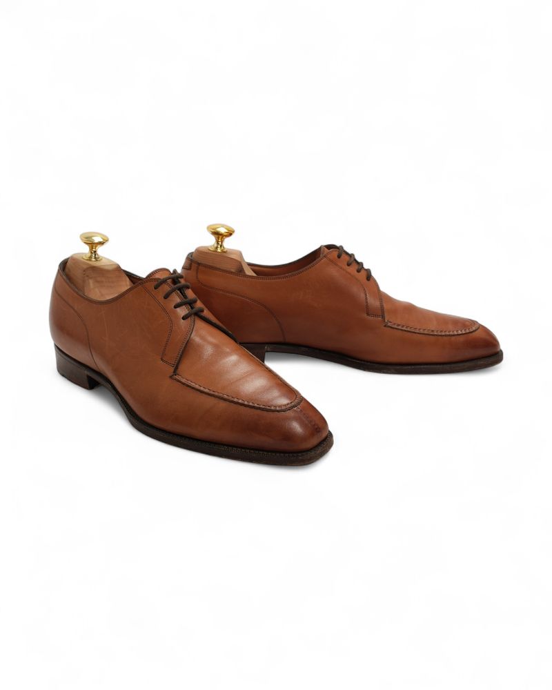 Cognac Split Toe Leather Derbies