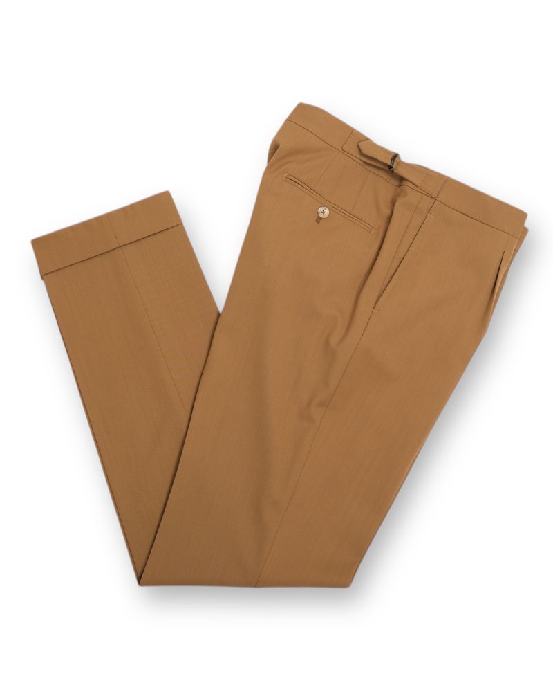 Tobacco Pleated Wool Trousers