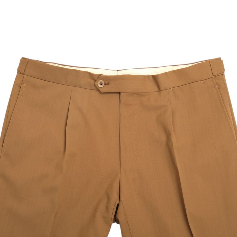 Tobacco Pleated Wool Trousers
