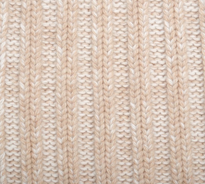 Beige Merino & Cashmere Ribbed Beanie