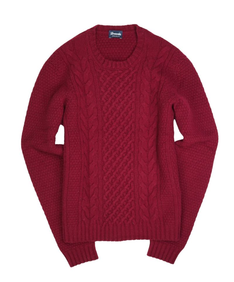 Wine Red Super Geelong Lambswool Crewneck
