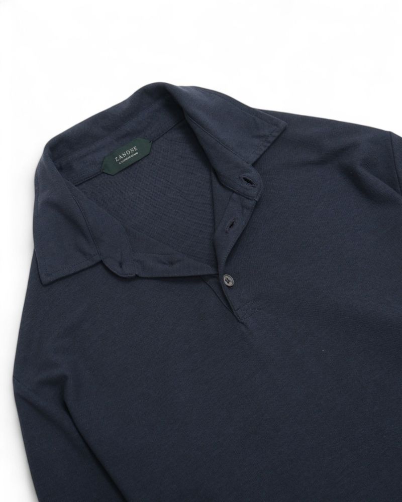 Navy Ice Cotton Short-Sleeve Polo