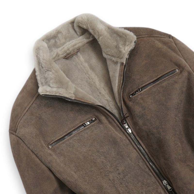 Brown Suede Shearling Jacket