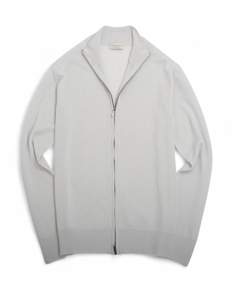 Ice Grey Merino Full-Zip Knit