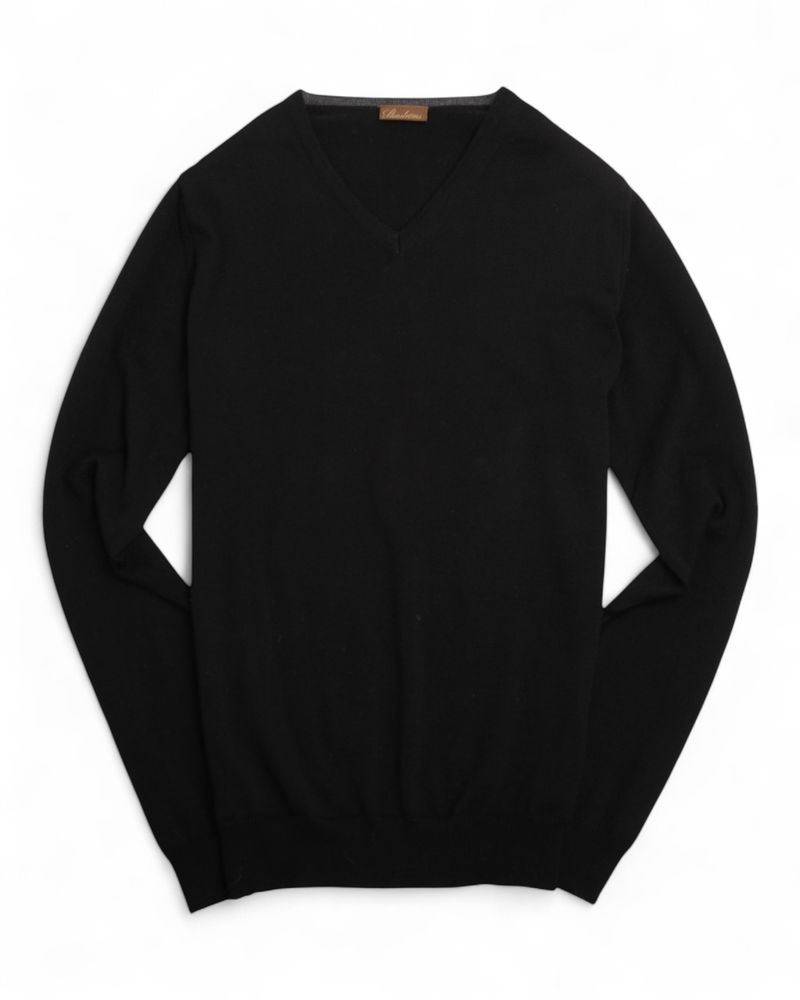 Black V-Neck Merino Sweater