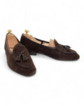 Dark Brown Suede Belgian Tassel Loafers