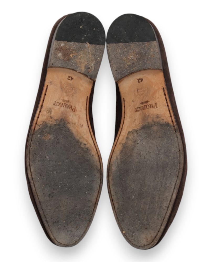Dark Brown Suede Belgian Tassel Loafers