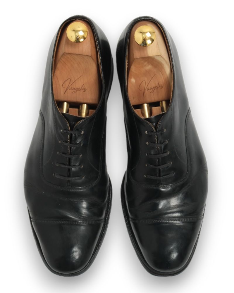 Black Leather Cap-Toe Oxfords