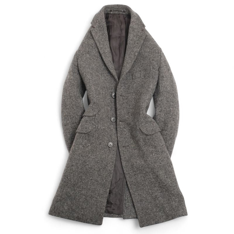 Dark Grey Wool Tweed Overcoat