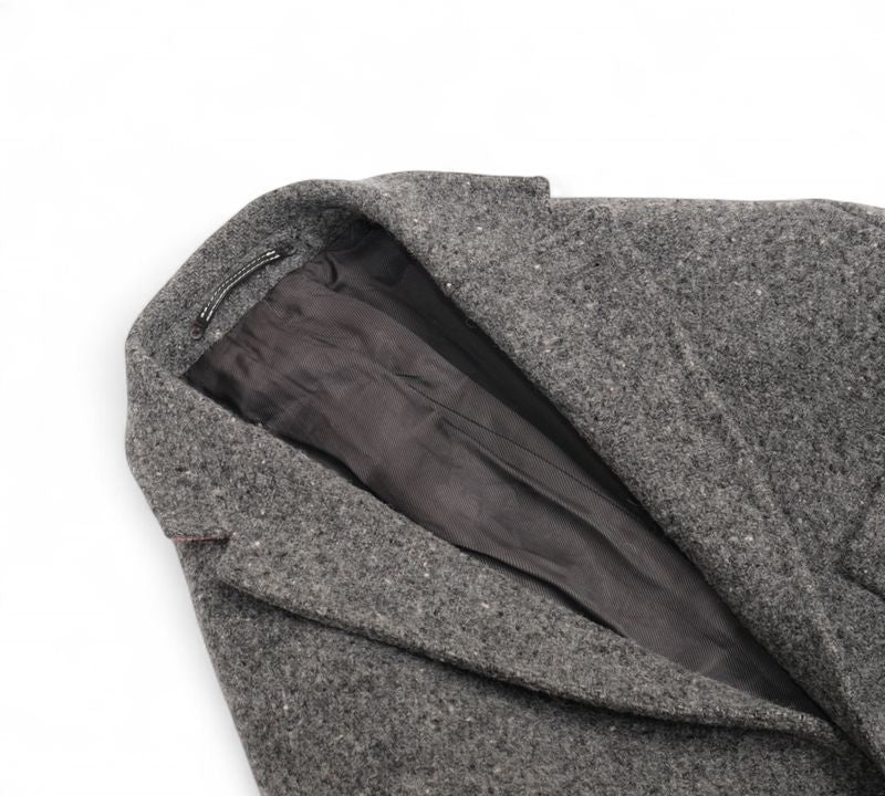 Dark Grey Wool Tweed Overcoat