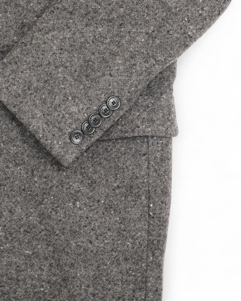 Dark Grey Wool Tweed Overcoat