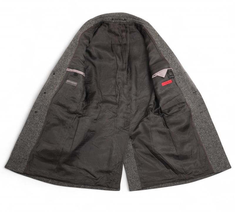 Dark Grey Wool Tweed Overcoat