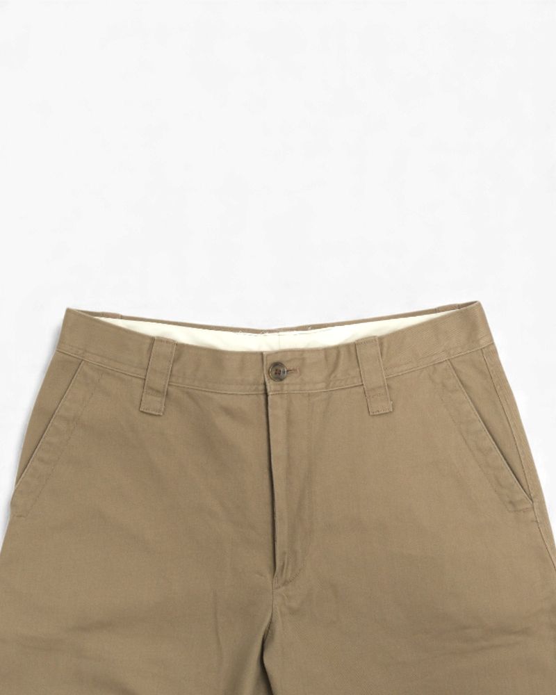 Dark Khaki Twill High-Rise Trousers