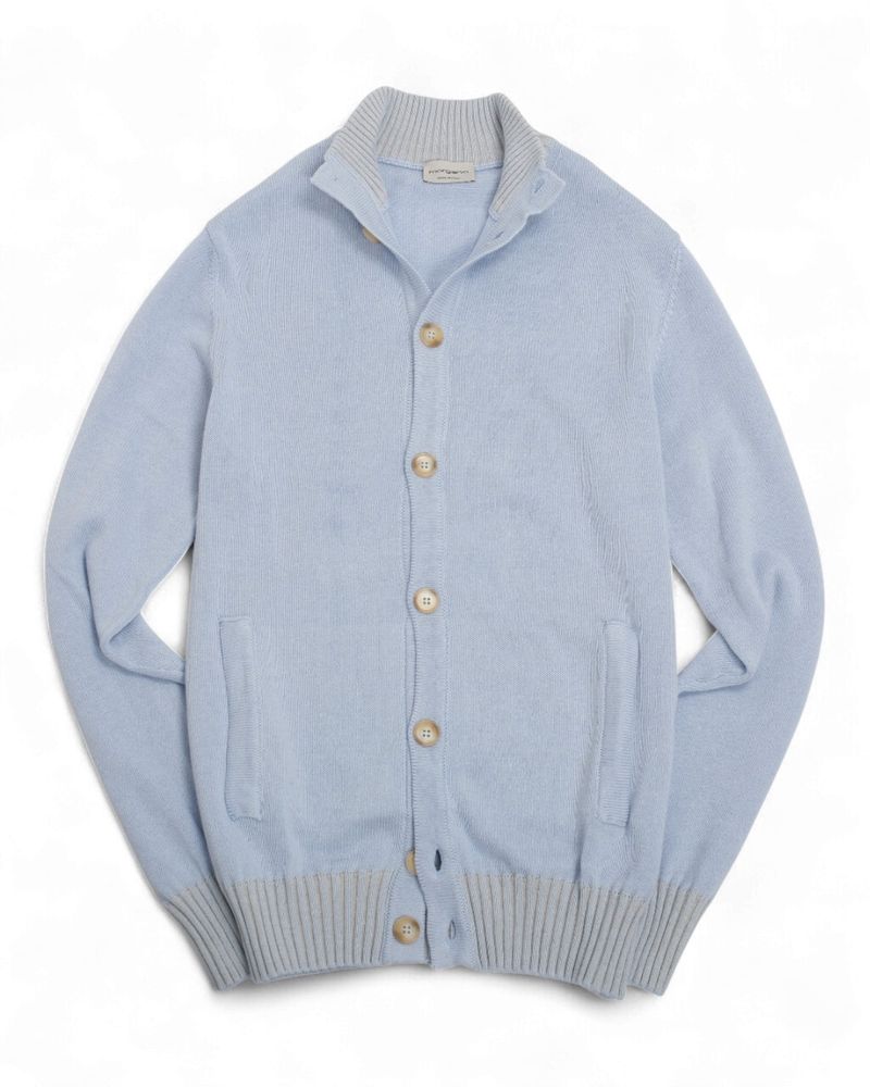 Ice Blue Cotton & Cashmere Cardigan