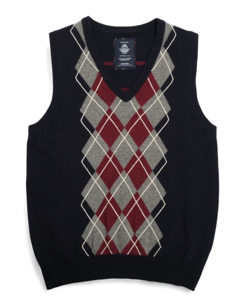 Navy Lambswool Argyle Sweater Vest
