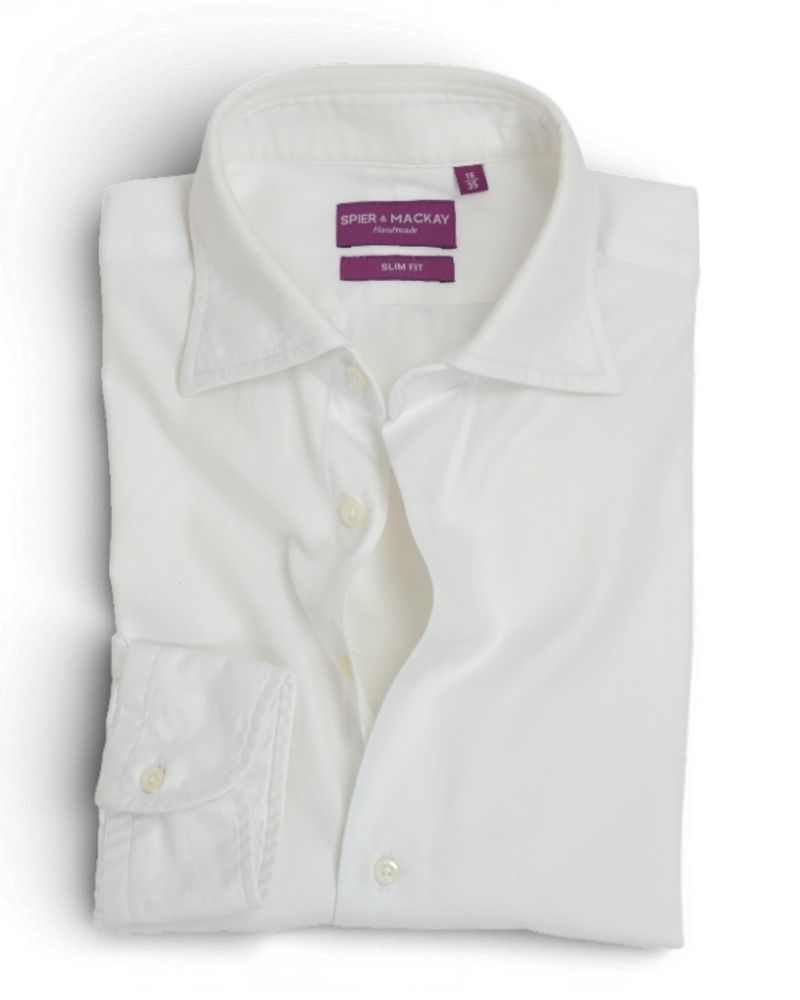 White Herringbone Twill Shirt