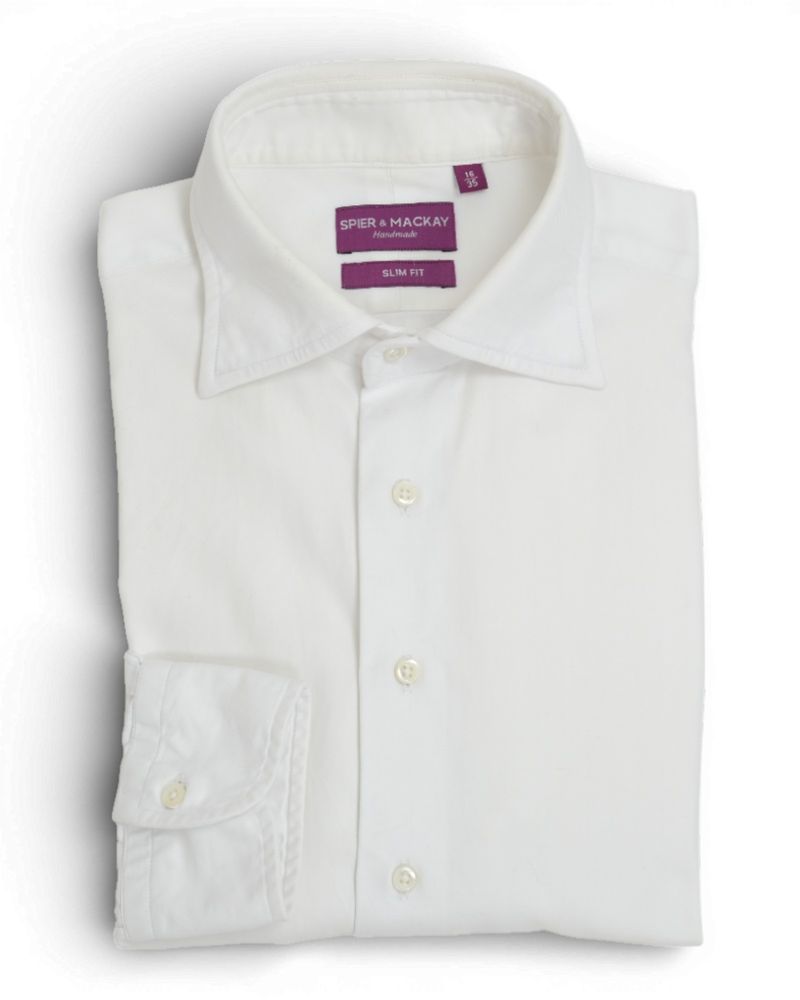 White Herringbone Twill Shirt