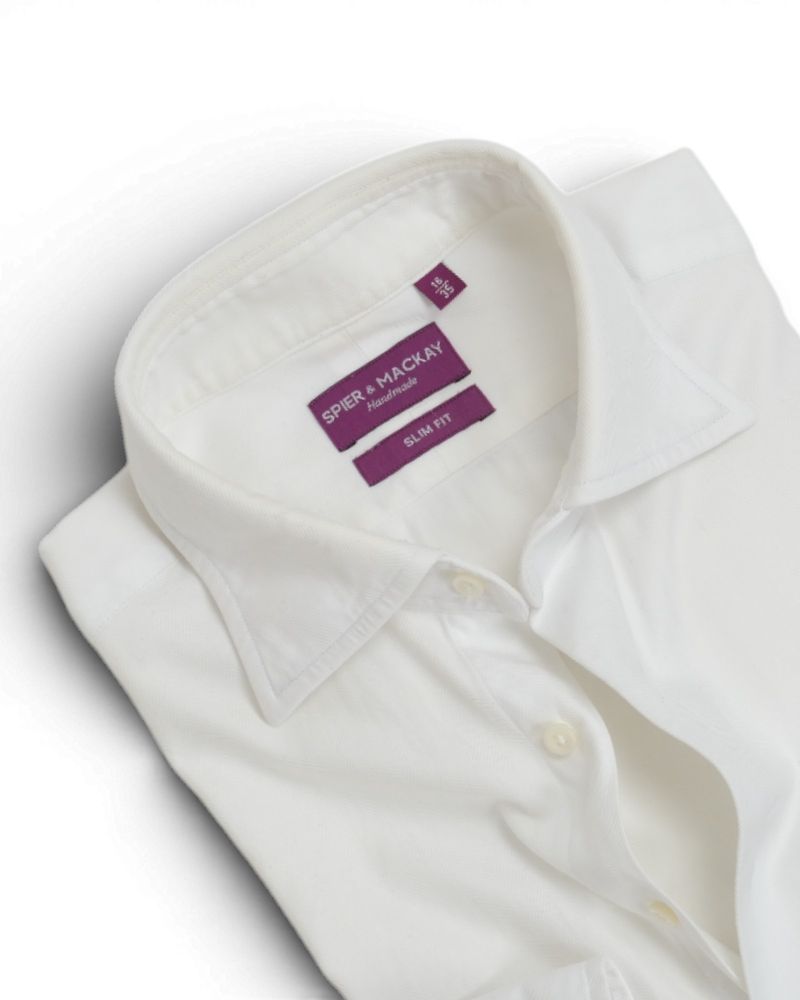 White Herringbone Twill Shirt