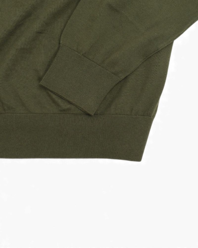 Olive Printed Cotton Crewneck Sweater