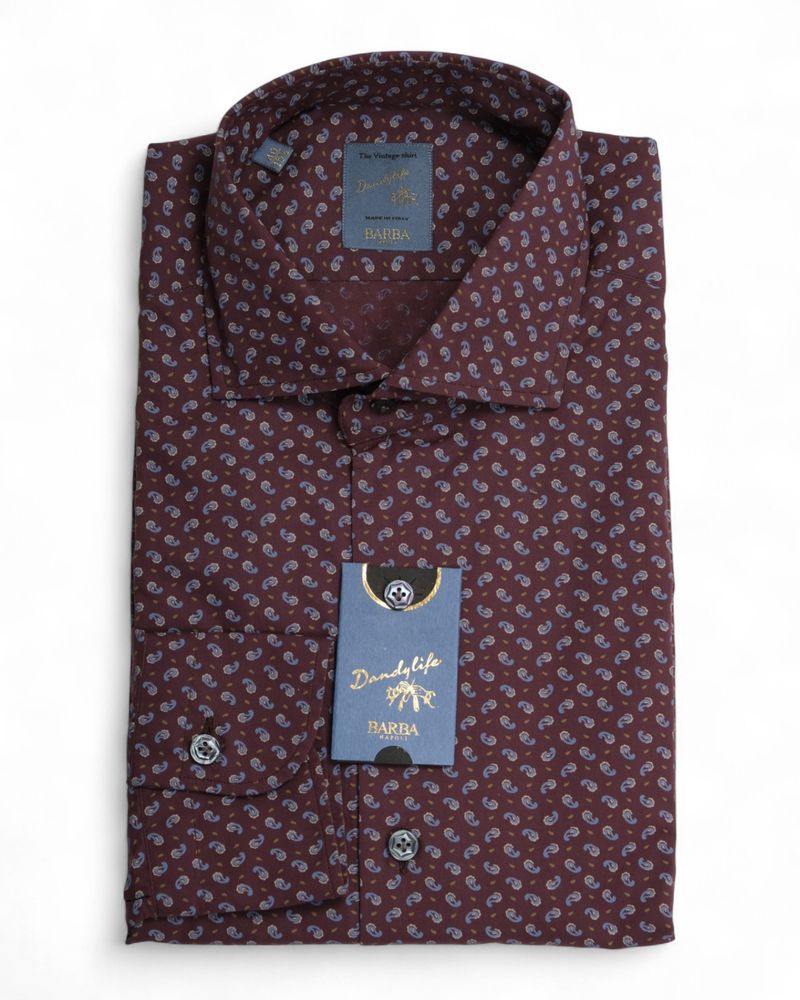 Burgundy Paisley Poplin Shirt