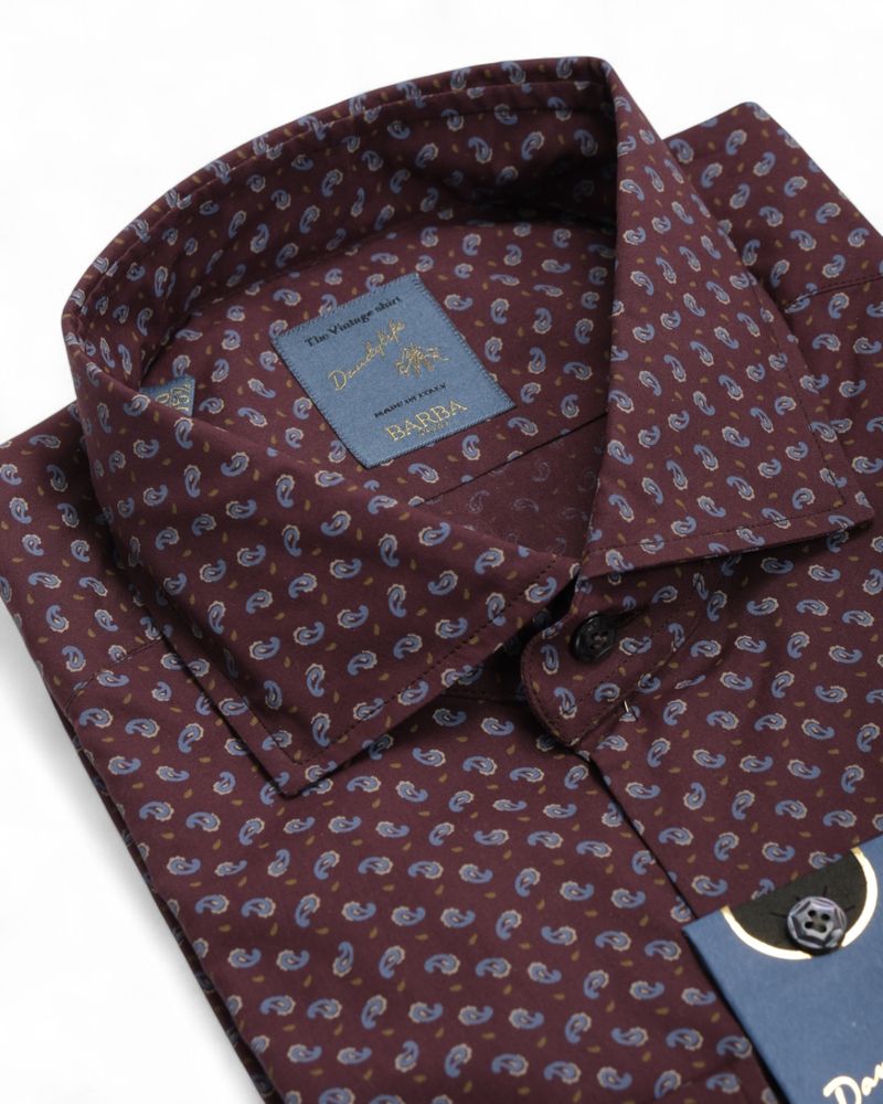 Burgundy Paisley Poplin Shirt