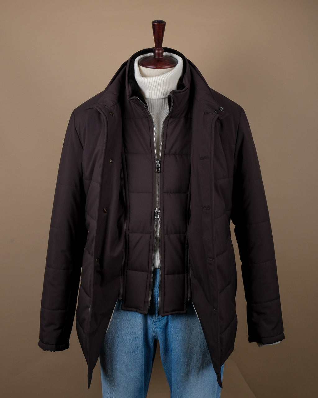 Matte Anthracite Panel Padded Parka