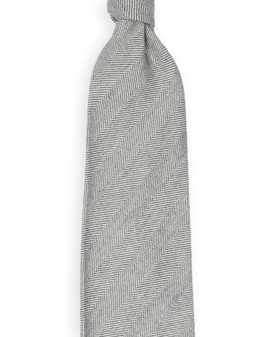 Barba Napoli - Grey Herringbone 7-folded Silk/Cashmere/Cotton Tie