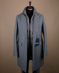 Mid Grey Panel Padded Flannel Overcoat