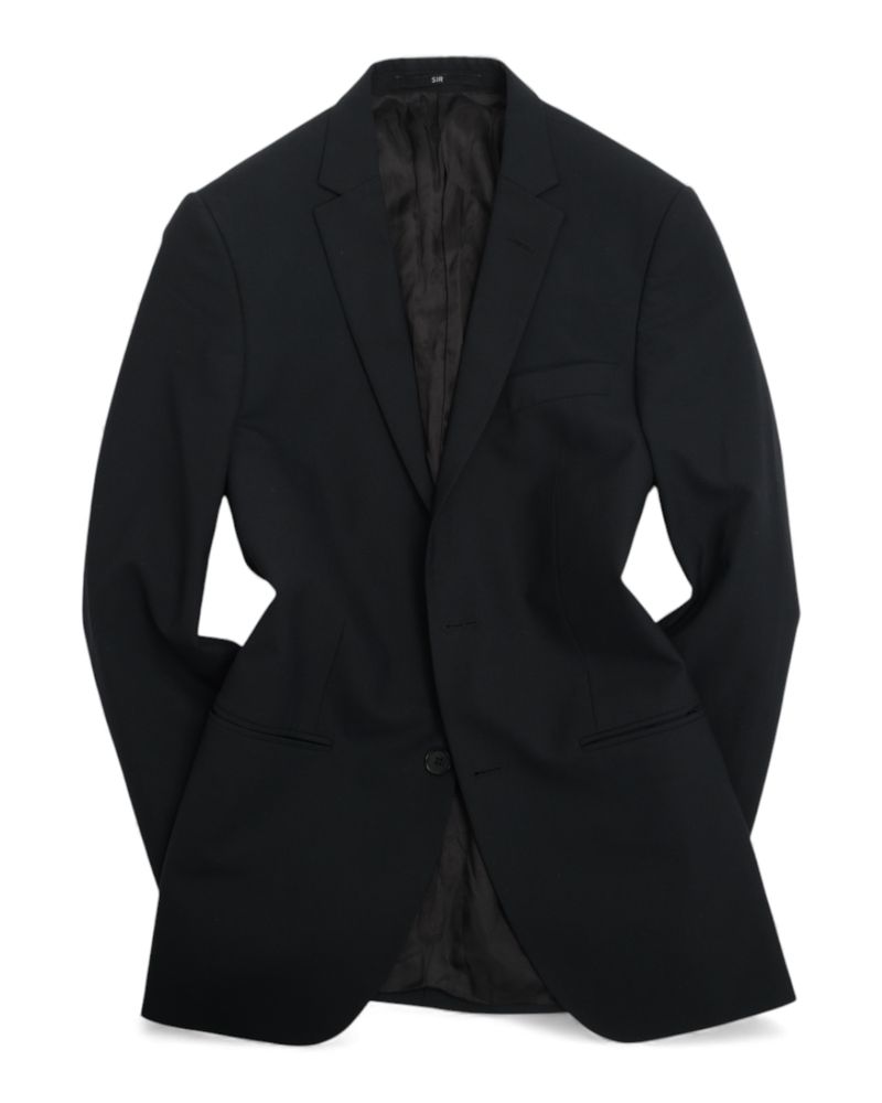 Black Wool Blend Single Breasted Suit