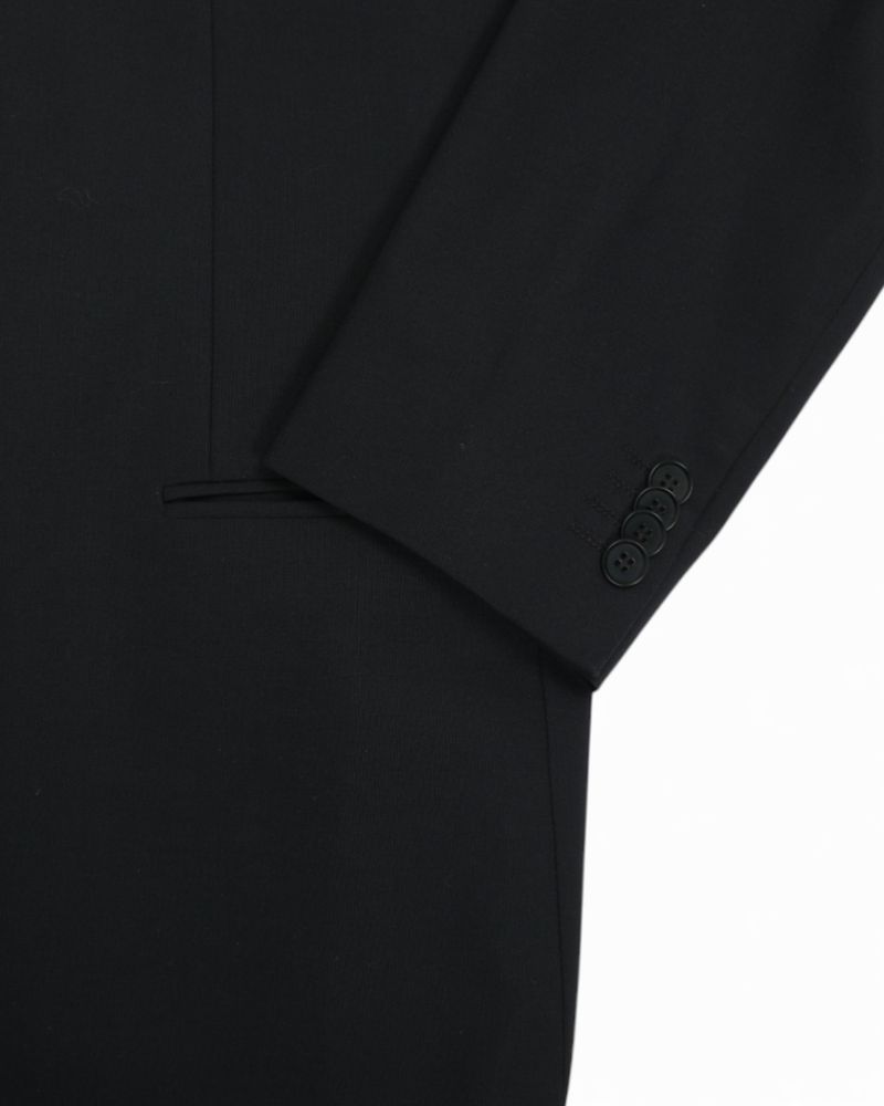 Black Wool Blend Single Breasted Suit