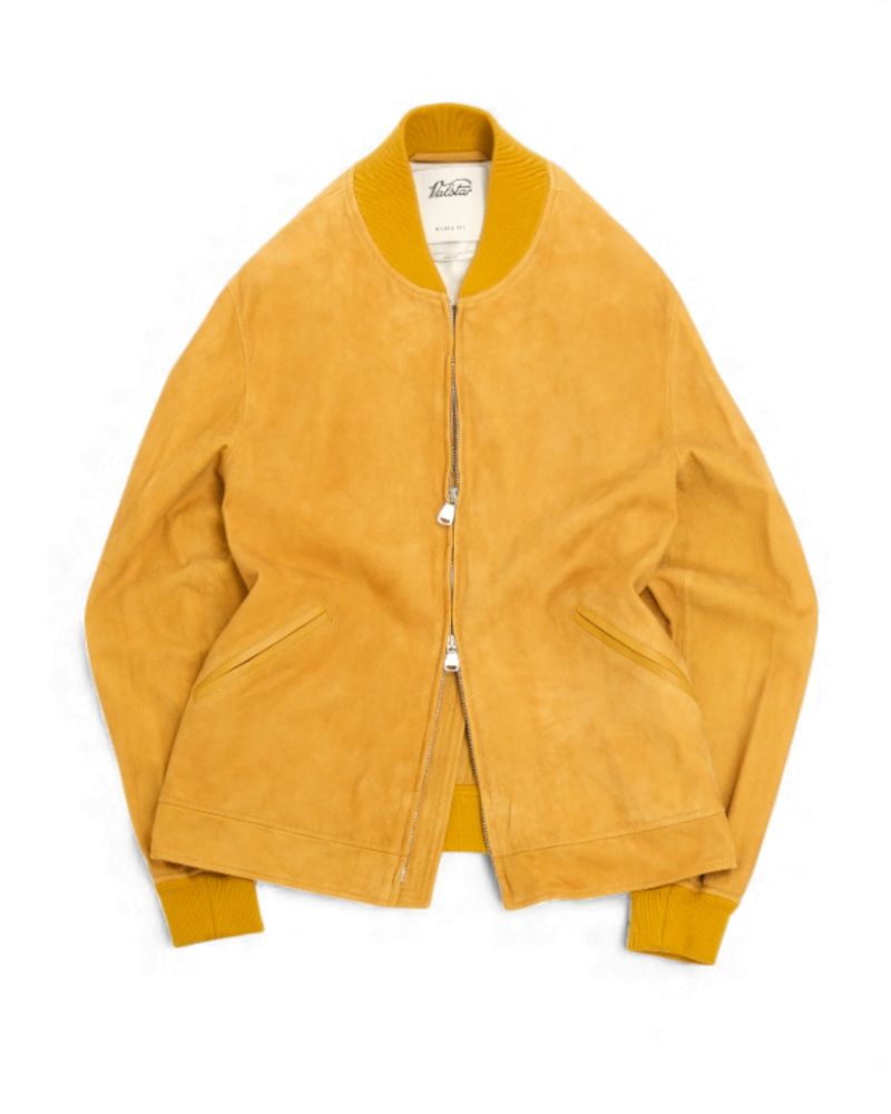 Moutarde Unlined Suede Leather Bomber Jacket by Valstar