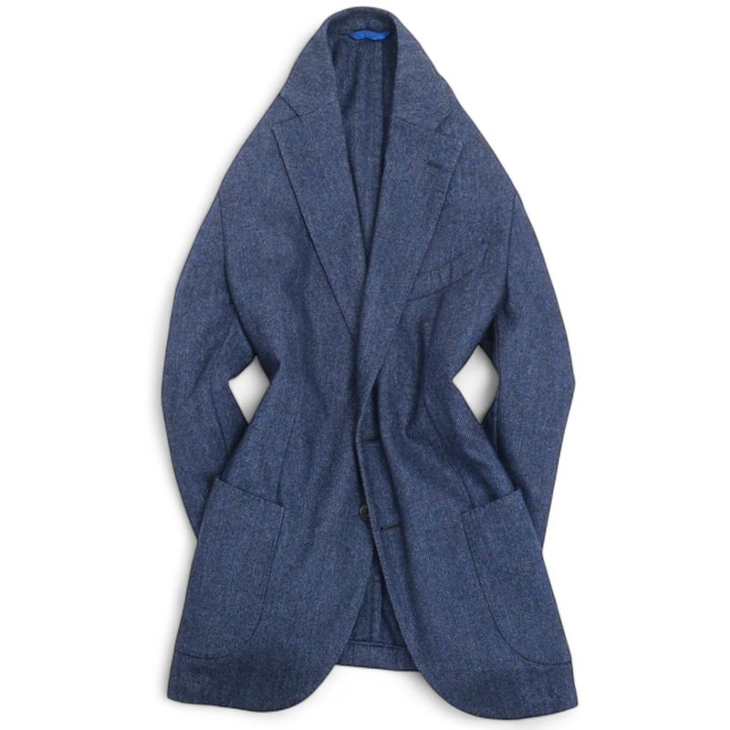 Blue Unlined Herringbone Sports Jacket