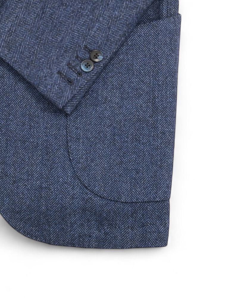 Blue Unlined Herringbone Sports Jacket