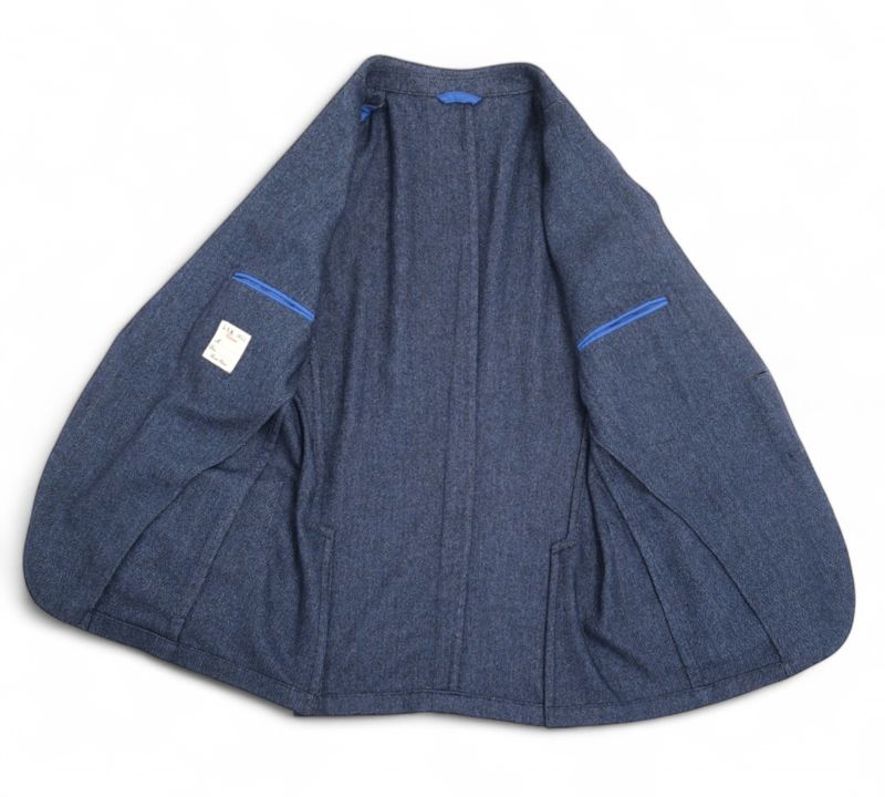 Blue Unlined Herringbone Sports Jacket