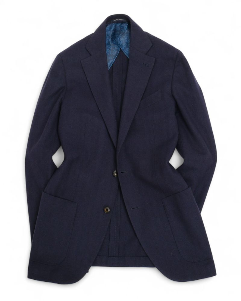 Navy Herringbone Wool & Cashmere sports Jacket