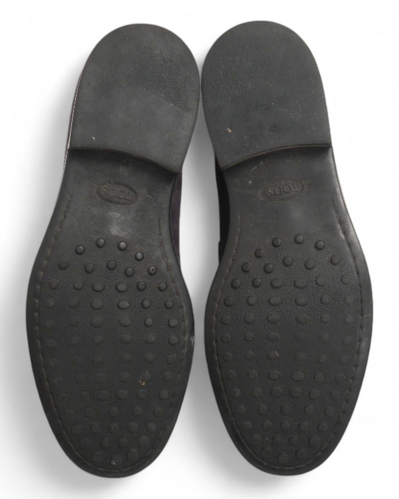 Dark Blue Suede Penny Loafers