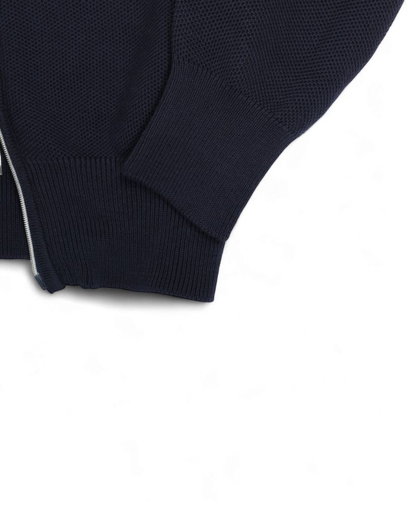 Navy Honeycomb Full Zip Sweater