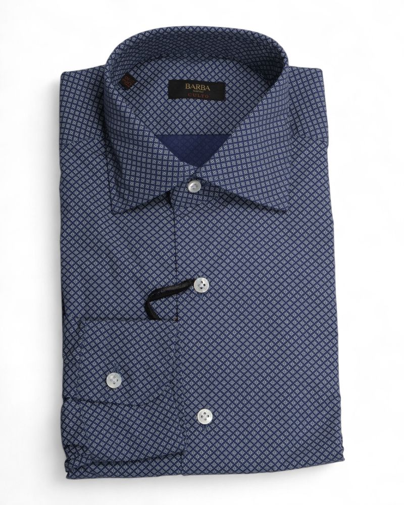 Blue Check Print Poplin Shirt