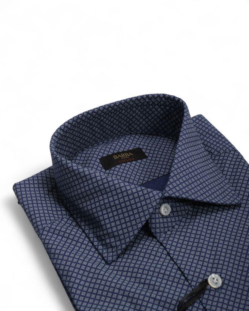Blue Check Print Poplin Shirt