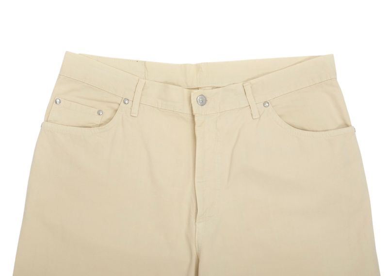 Beige Cotton High-Rise 5-Pocket Trousers, Short