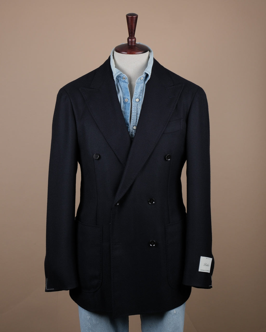 Navy Balloon Hopsack DB. Sports Jacket