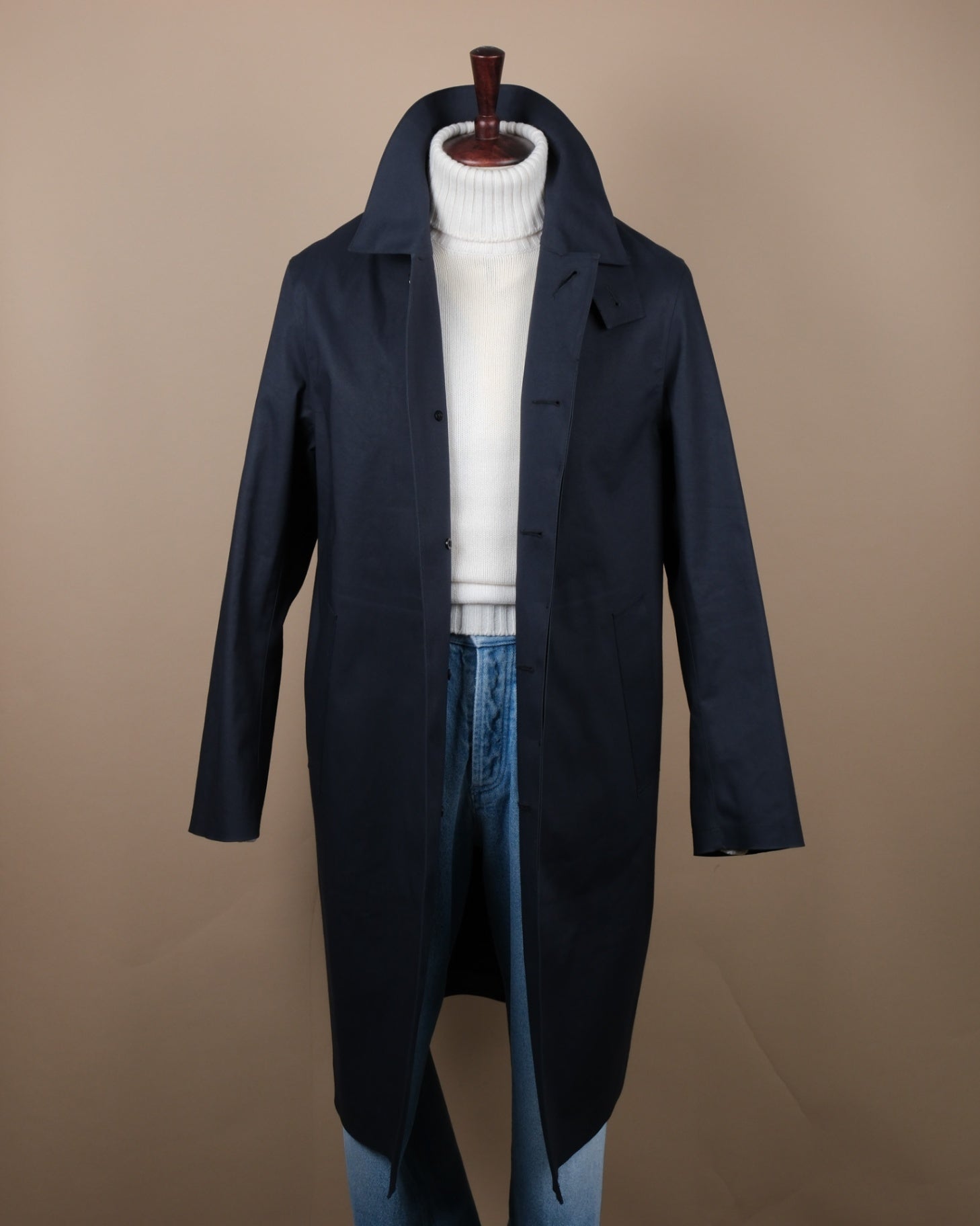 Navy Bonded Cotton Rain Coat by Mackintosh x Cad & The Dandy