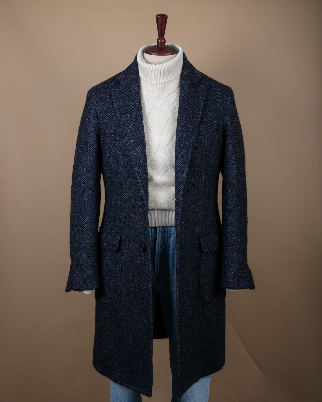 Navy Tweed Overcoat