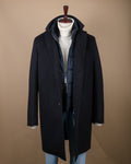 Navy Virgin Wool & Cashmere Overcoat
