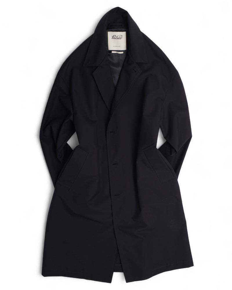 Navy Water Resistant 2-ply Virgin Wool Coat by Valstar